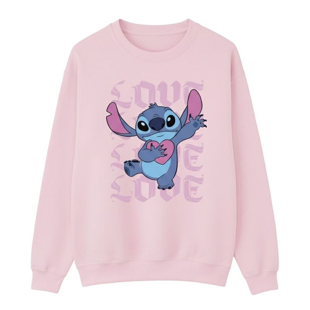 Lilo & Stitch Womens/Ladies Valentine Love Stitch Sweatshirt / Baby Pink